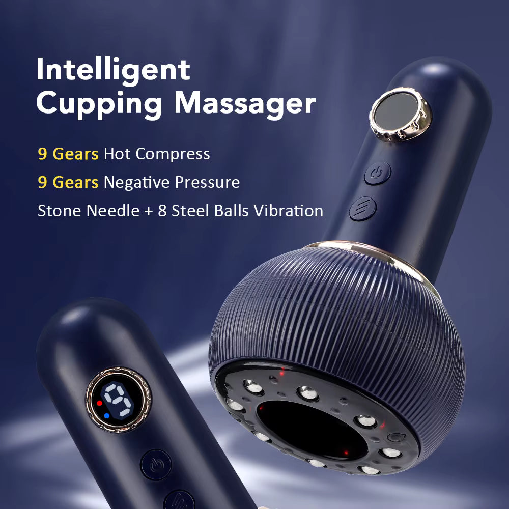 Electric Cupping & Guasha Massage Device with 9-Level Suction and Heat Therapy